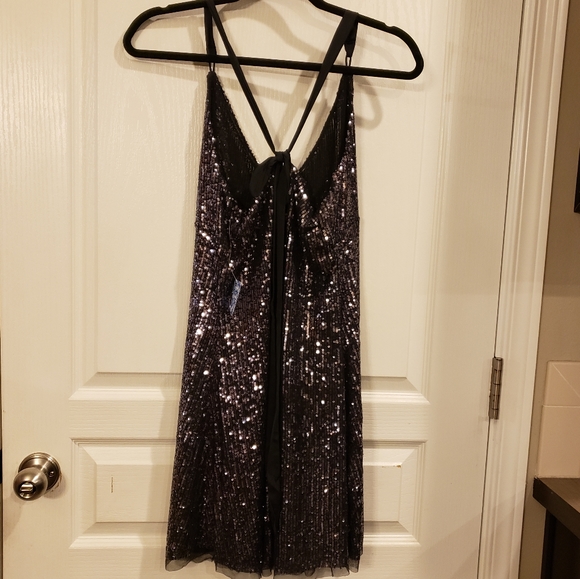 Free People Gold Rush Sequin Mini Dress Black - Picture 5 of 5